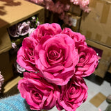 7 head Hot Pink Sweet Rose artificial flower