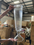 Wedding Centerpiece 26” Tall Crystal Vase striped beauty bespoke clear glass