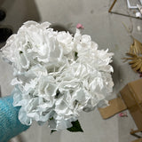 White Hydrangea Bunch 7 head silk