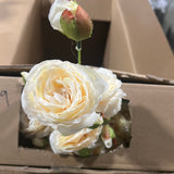 new 2+1 head Champagne Puffy Rose Spray artificial flower