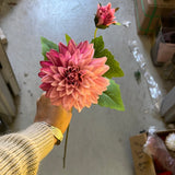 New Hot Pink Dahlia spray(1 head and 1 bud )