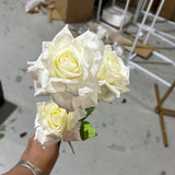 White Curly edge Rose Spray 3 heads