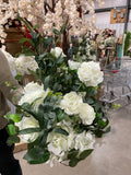 Artificial Flower Rose Hydrangea Arrangement Cream white olive New forest theme