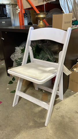 New white folding chair