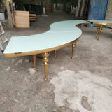 S shaped table metal