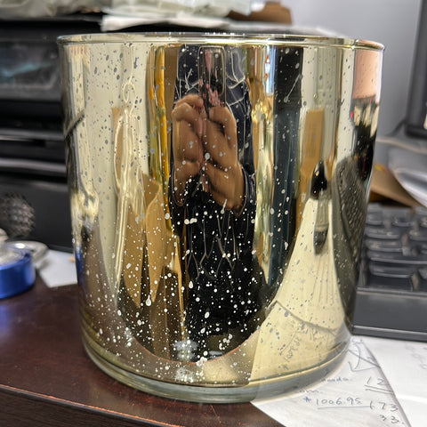 NEW!! Gold Wedding Centrepiece (6") Mercury Gold Cylinder Glass machine made Vase