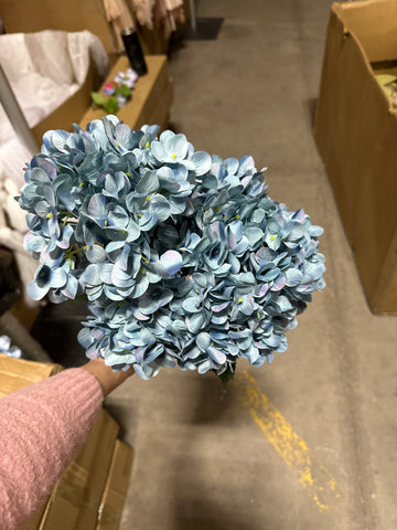 New Artificial Flower Two Tone Blue French Hydrangea Bunch 5 head