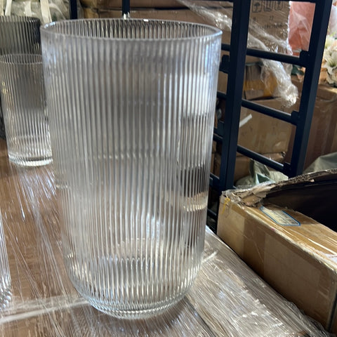 New Striped Glass 11.8” oval shape ripple vase
