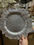 12.5" Acrylic Charger Plate silver scallop starburst reef A1537-E