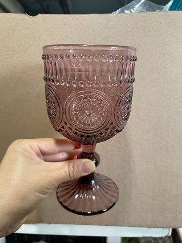Purple Color Sunflower drinking Glass drinkware cup goblet plum