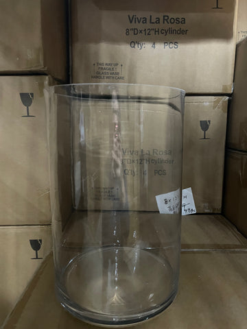 12"x8”d Wedding Decoration Cylinder Vase simple centrepieces 8”x12”h wide opening cylinder