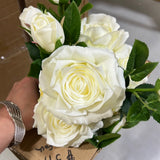 Cream Artificial Flower Single Stem spray Fall Rose bouquet material