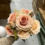 Rose champagne + Blush 10 head European rococo Roses Artificial Flower large sweet rose