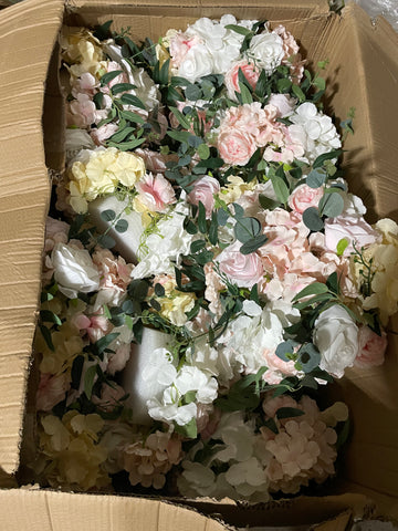 Tabletop Rose Hydrangea Arrangement pink champagne 13”
