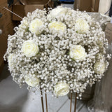 New big Artificial Flower Rose and Baby breath Arrangement Cream white