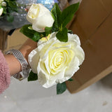 Cream Artificial Flower Single Stem spray Fall Rose bouquet material