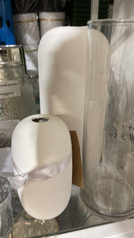 Ceramic oval White vase (Tall)