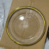 12.5" Clear Glass Charger Plate gold half inch wide rim