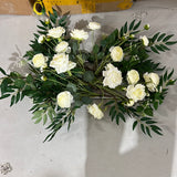 Premade Rose Arrangement Cream white with Rectangular wire back