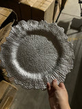 12.5" Acrylic Charger Plate silver scallop starburst reef A1537-E