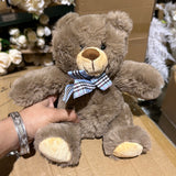 8”  dark brown bear bow tie toy stuffed animal FY23119