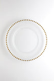12.5" Clear Glass w/bead Charge Plate (Gold Bead) - BEA3 - Richview Glass Wedding Supplies