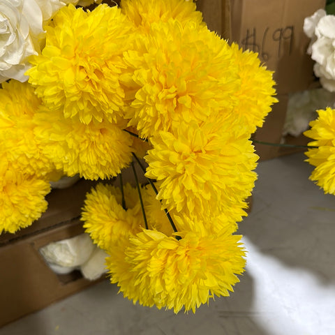 New Yellow Pom Artificial Filler Flower