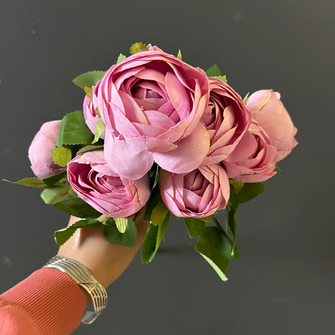 Purple Pink Ranunculus bunch (10 head/bud Silk flower)