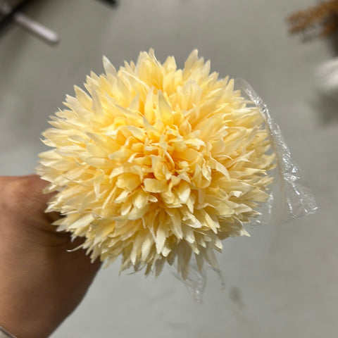 New Single light yellow Pom Artificial Filler Flower