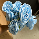 Light  blue Rose Bunch 9 head GEM