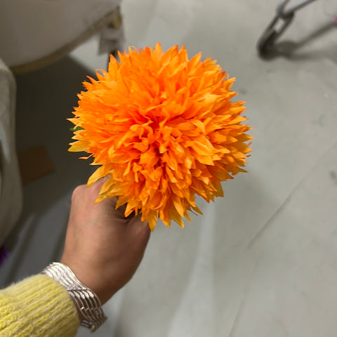 New Single Orange Pom Artificial Filler Flower