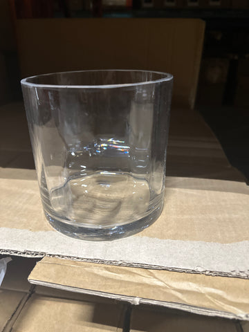 Optical Striped Glass 5”x5”h Cylinder Vase Clear MV603-12T