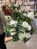 Artificial Flower Rose Hydrangea Arrangement Cream white olive New forest theme