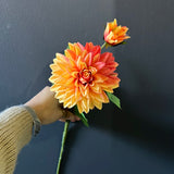 New Orange Dahlia spray(1 head and 1 bud )