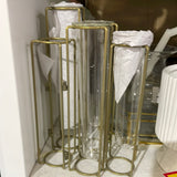 Gold Tube Metal Geometric Planter Glass set