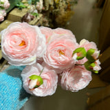 2+1 head Pink Puffy Rose Spray artificial flower