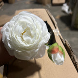 New 2+1 head Cream Puffy Rose Spray artificial flower