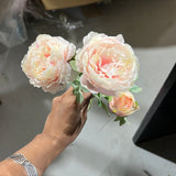 3 head Blush pink Single stem Ranunculus Puffy Spray