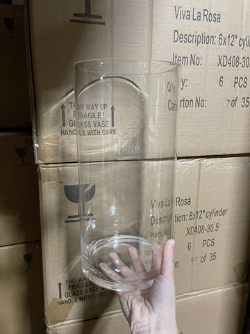 12”H x 6”W Cylinder Vase 6"x12"H Glass