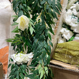 2M/6.5 feet Greenery Eucalyptus Garland with white flowers