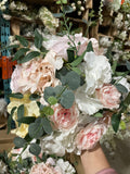 Tabletop Rose Hydrangea Arrangement pink champagne 13”