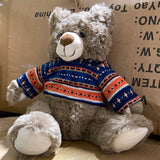 10” Christmas sweater plush toy stuffed bear FY23066(Dark Brown)