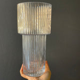 Striped Glass 4.7”x10”h Cylinder Vase ripple
