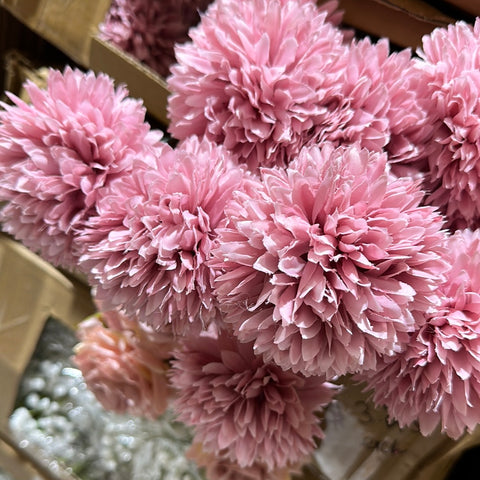 New dusty pink/ purple Pom Artificial Filler Flower 3 head spray