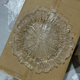 12.5" Glass Charger Plate Clear scallop starburst