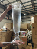 Wedding Centerpiece 26” Tall Crystal Vase striped beauty bespoke clear glass