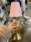 Striped lamp usb charging pleated pink