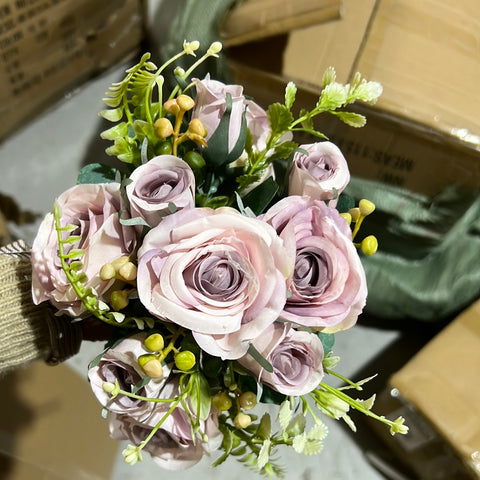 Mini Lyon Lilac rose bunch with filler Artificial Flower