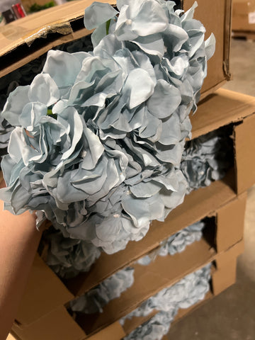Artificial Flower Dusty Blue Hydrangea Bunch 6 head silk