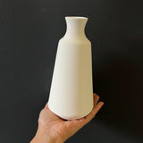 Ceramic Thin Neck White vase 8”